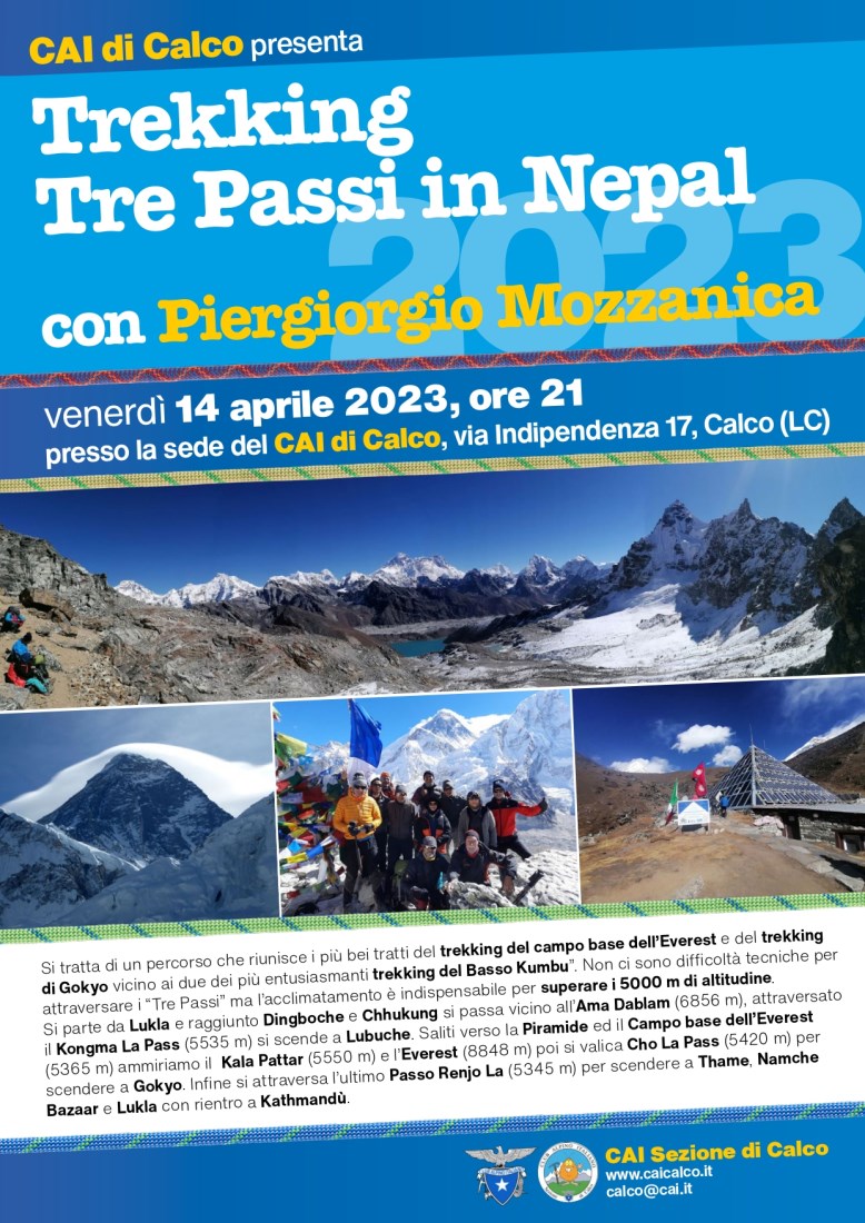 Volantino CAI Trekking Tre passi Nepal